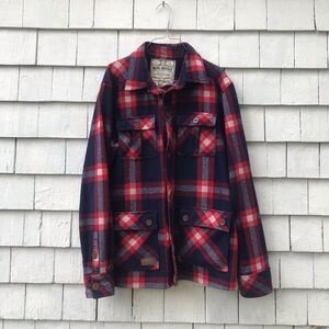 Merino Plaid Button-Up Jacket